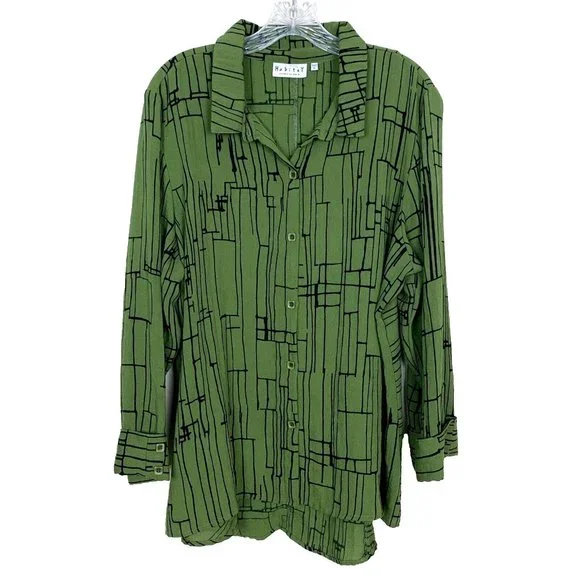 Habitat XL Green/Black Abstract Pattern Tunic Top - Picture 1 of 11